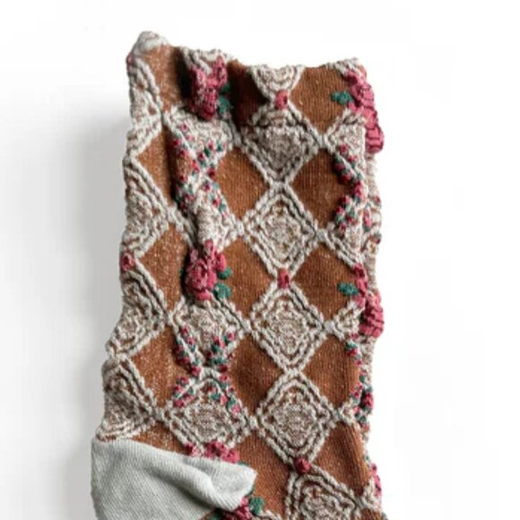 NWT Romantic Pink Violet Floral Textured Socks - Picture 2 of 5